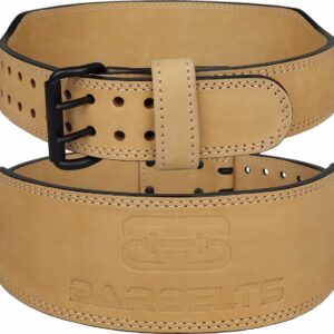 Barbelts Gewichthefriem Sand - Weightlifting belt - Echt leder - Fitness riem - Maat XL