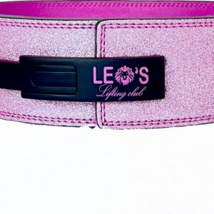 Leo's Lifting Club - Pink Sparkle Leverbelt - Glitter Roze belt met hendel - Tijdelijk met gratis verrassingscadeau - Lifting Belt Woman - Buckle Belt - Gym - Sport - Sportschool gear - Powerlift Belt - Bodybuilding Belt - Halterriem - Gewichthefriem