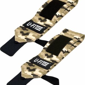 U Fit One 2 Stuks Wrist Wraps - Polsbrace - Polsbandage - Krachtraining - Polsbescherming - Fitness & Crossfit - Geel Camouflage