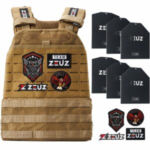 ZEUZ CrossFit & Fitness Gewichtsvest 16,5 KG - Tactical Vest & Trainingsvest - Verstelbaar in Gewichten - 19 Standen - Beige