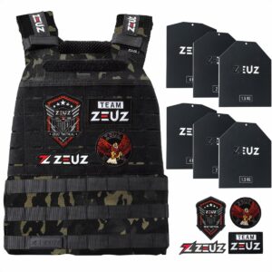 ZEUZ CrossFit & Fitness Gewichtsvest 16,5 KG - Tactical Vest & Trainingsvest - Verstelbaar in Gewichten - 19 Standen - Zwart - Camouflage